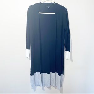 Jones New York Ribbed open front Long line Cardigan sweater size Medium  Gray